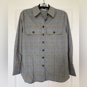MANGO SUIT Gray Plaid Shirt